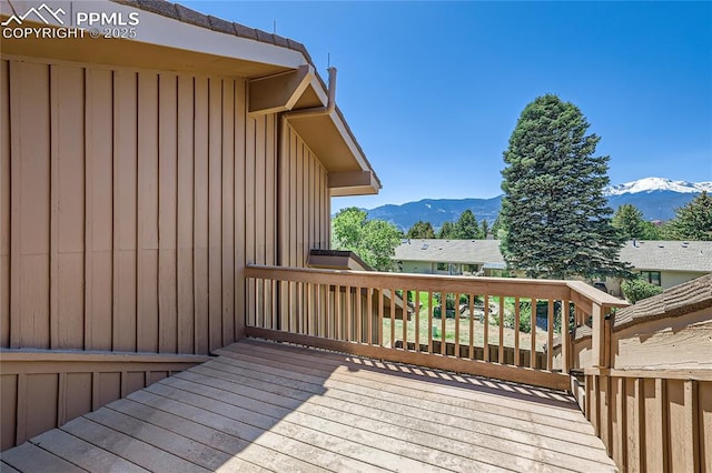 deck with a mountain view