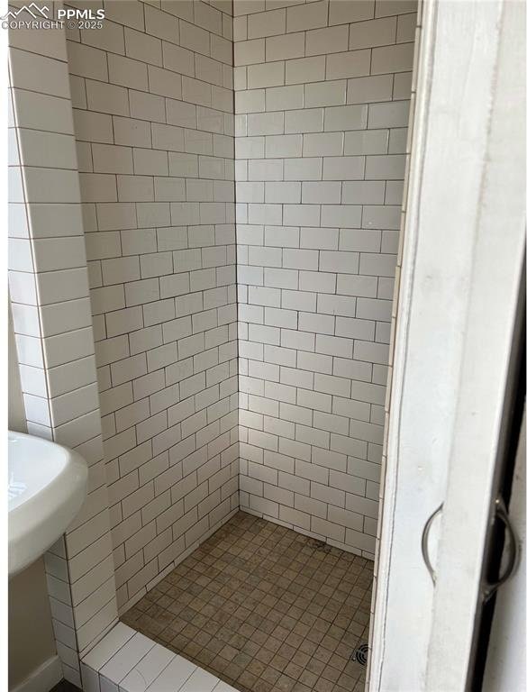 bathroom featuring a shower stall