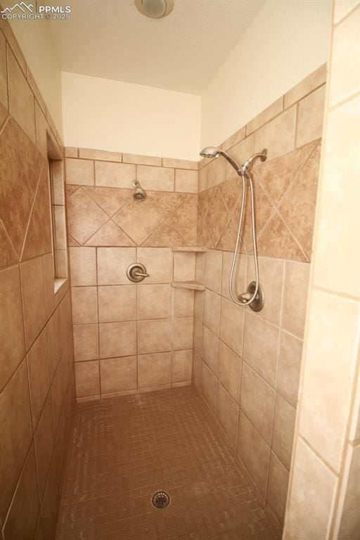 bathroom with tiled shower