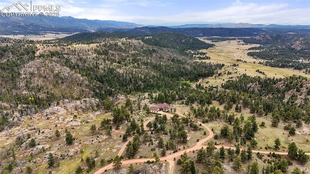 bird's eye view with a mountain view