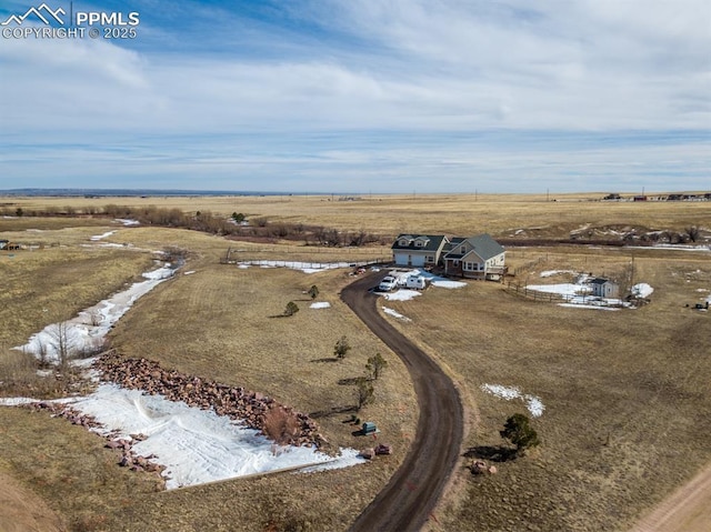 drone / aerial view with a rural view