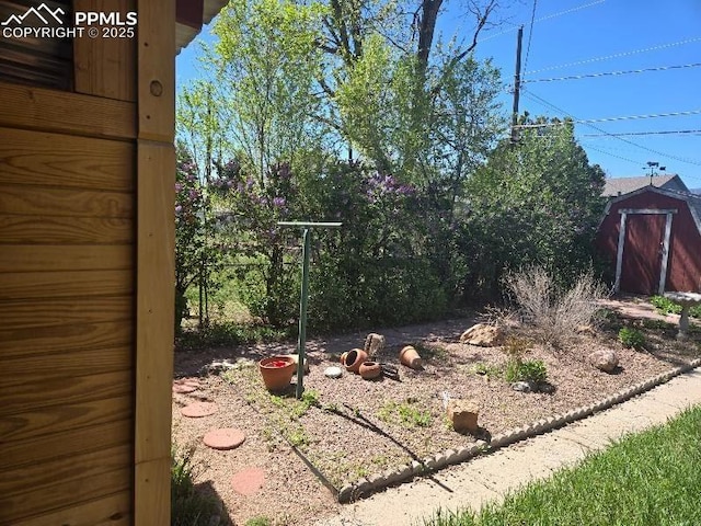 view of yard with an outdoor structure and a storage unit