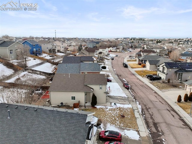 bird's eye view with a residential view