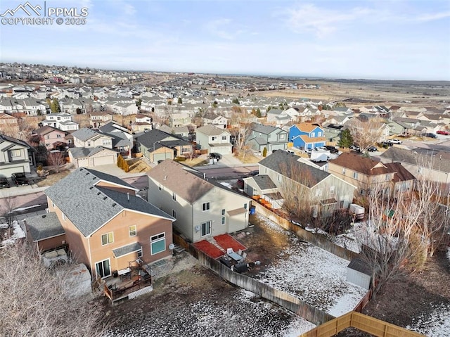 bird's eye view with a residential view