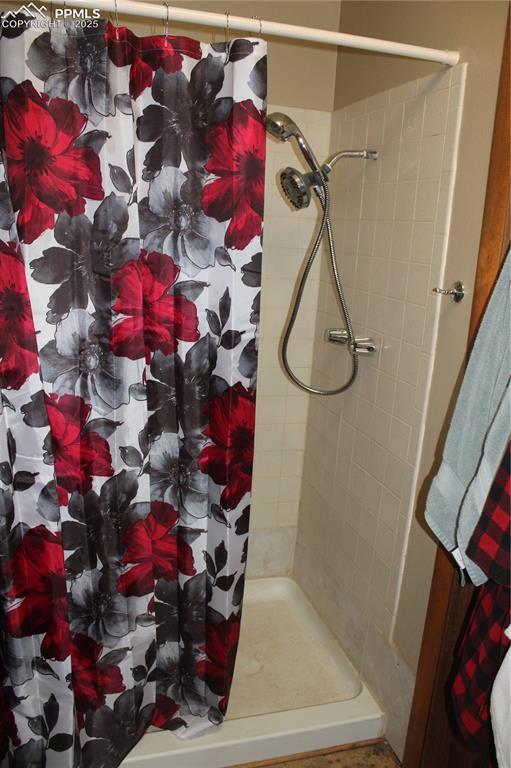 bathroom featuring a shower stall