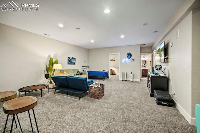 interior space featuring recessed lighting, visible vents, and baseboards