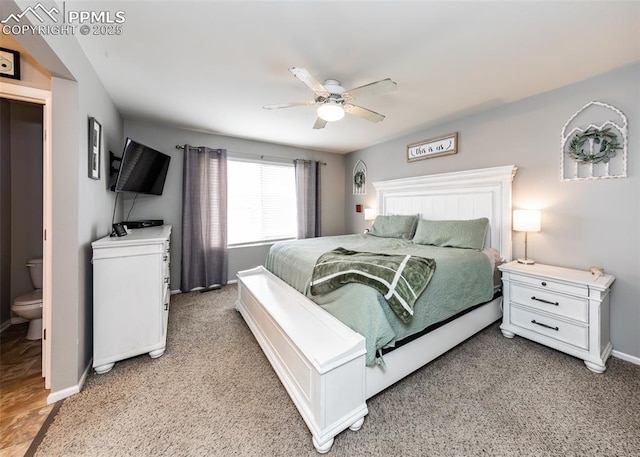 4679 Canyon Wren Ln, Colorado Springs, CO 80916 - bedroom featuring light carpet, baseboards, and ceiling fan