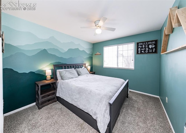 4679 Canyon Wren Ln, Colorado Springs, CO 80916 - bedroom featuring carpet floors, a ceiling fan, and baseboards