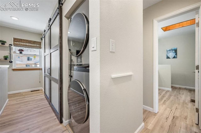 interior space with stacked washer / drying machine