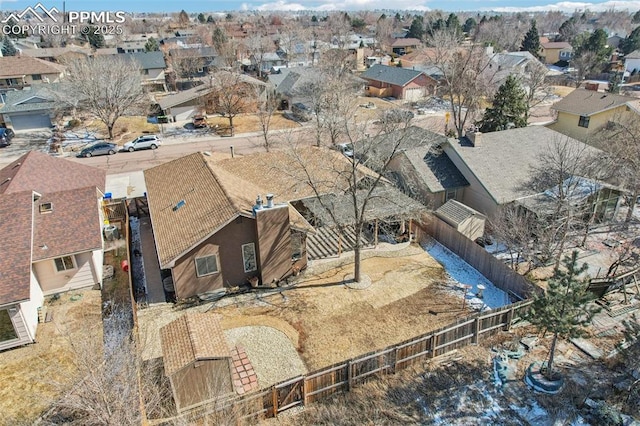 aerial view featuring a residential view