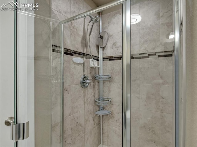 bathroom with a shower stall