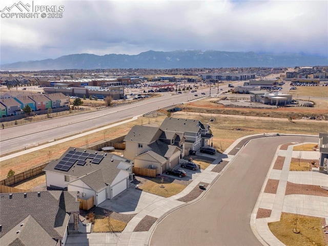 aerial view featuring a mountain view