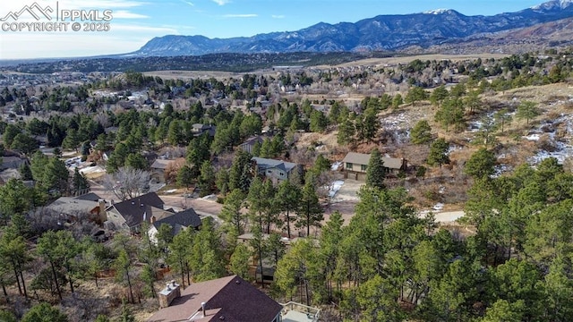 drone / aerial view with a mountain view