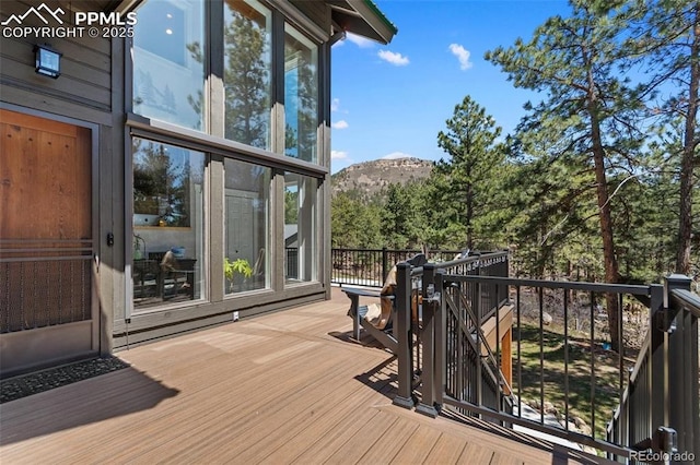 deck featuring a mountain view