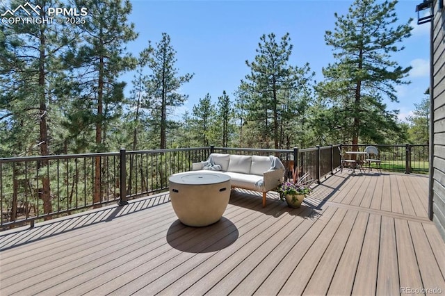 deck with an outdoor living space