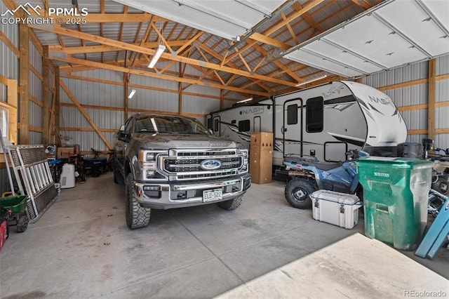 garage featuring metal wall