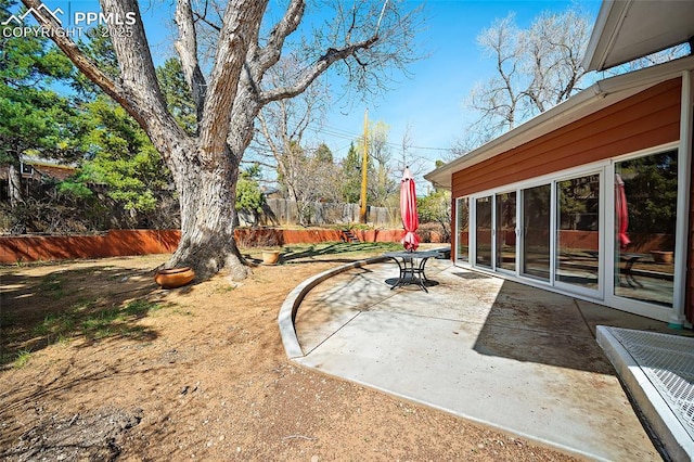 view of yard with a patio and a fenced backyard