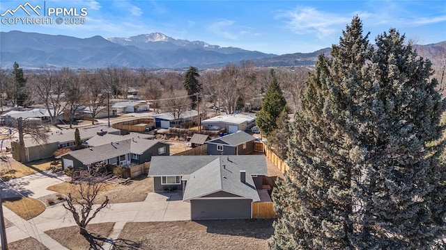 aerial view with a residential view and a mountain view