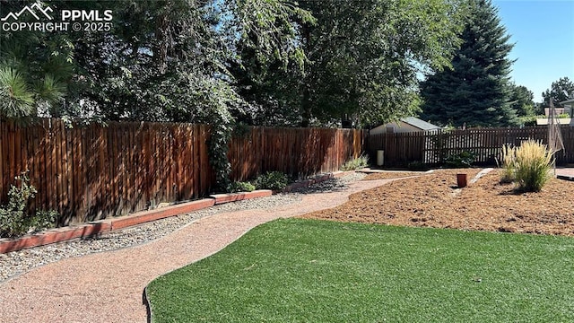 view of yard featuring a fenced backyard