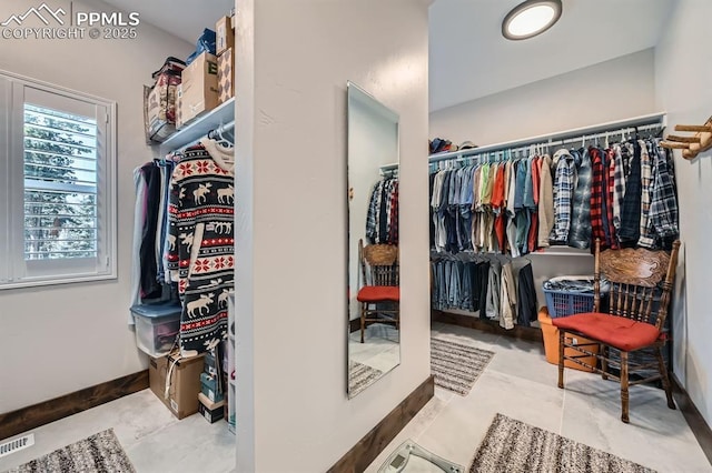 spacious closet with visible vents