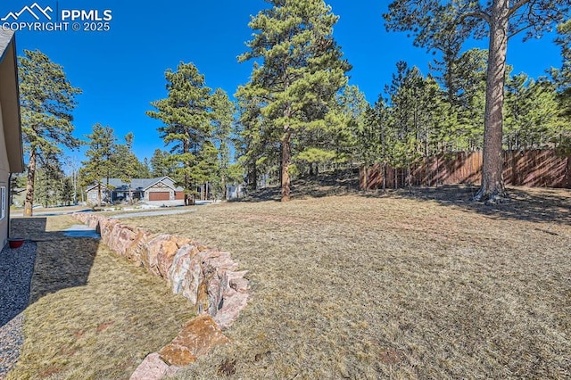 view of yard with fence