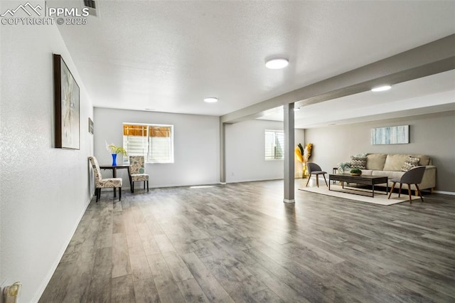 7619 High Gate Dr, Fountain, CO 80817 - interior space featuring a healthy amount of sunlight, a textured ceiling, baseboards, and wood finished floors