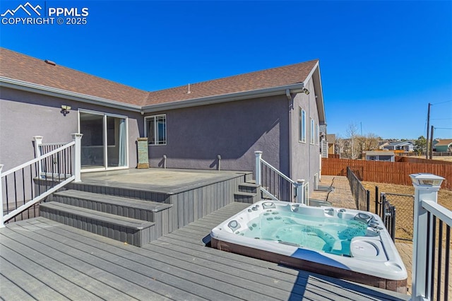 7619 High Gate Dr, Fountain, CO 80817 - wooden deck with hot tub deck surround and fence
