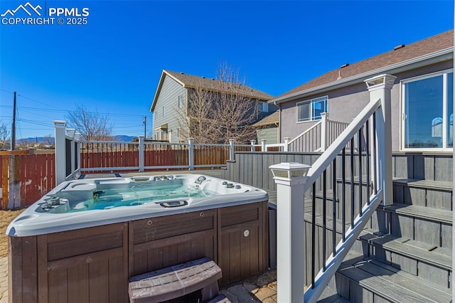 7619 High Gate Dr, Fountain, CO 80817 - wooden terrace with fence and a hot tub