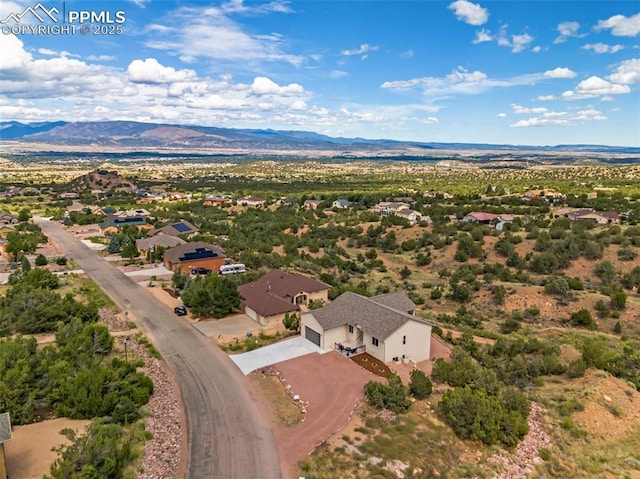 aerial view with a mountain view