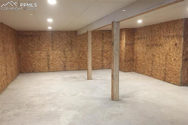 view of finished basement