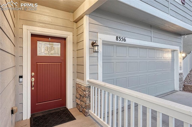 entrance to property with a garage