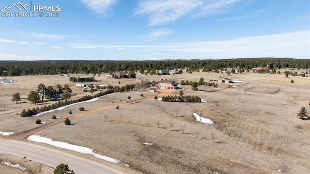 aerial view featuring a rural view