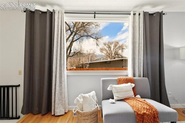 sitting room featuring baseboards and wood finished floors