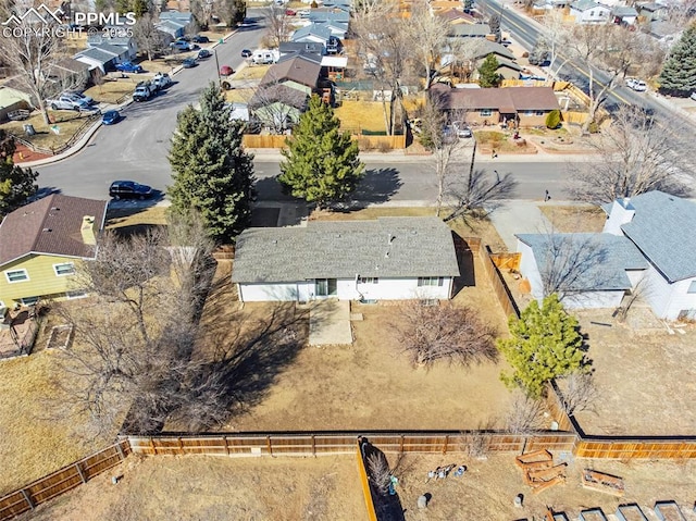 aerial view with a residential view