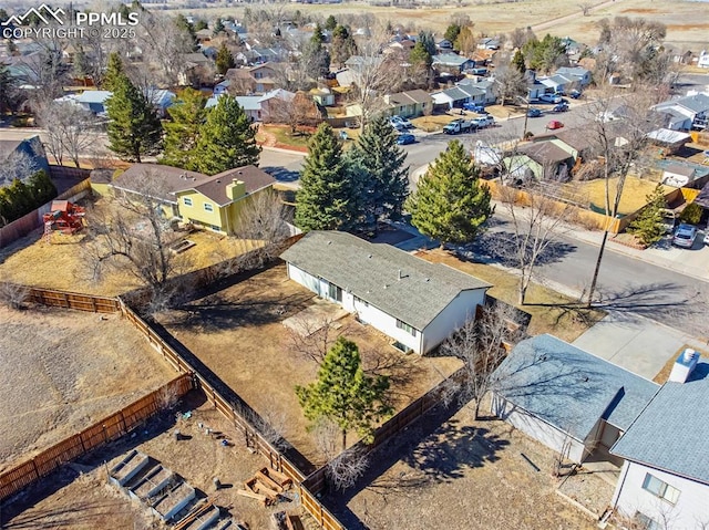 aerial view with a residential view