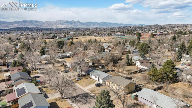 bird's eye view with a residential view and a mountain view