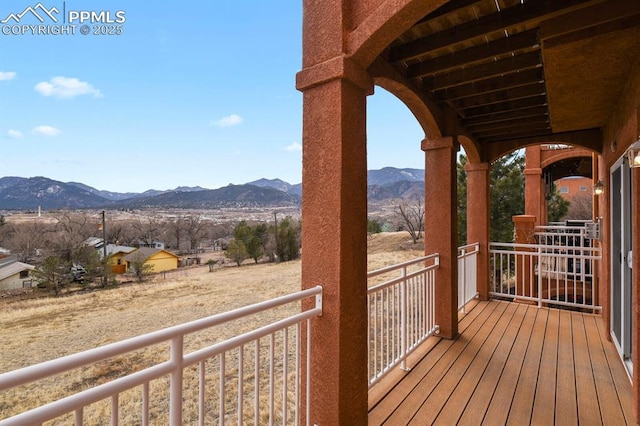 deck featuring a mountain view