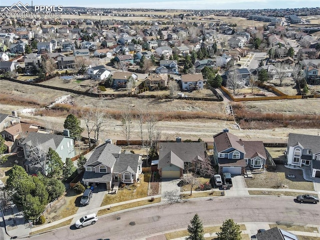 birds eye view of property with a residential view