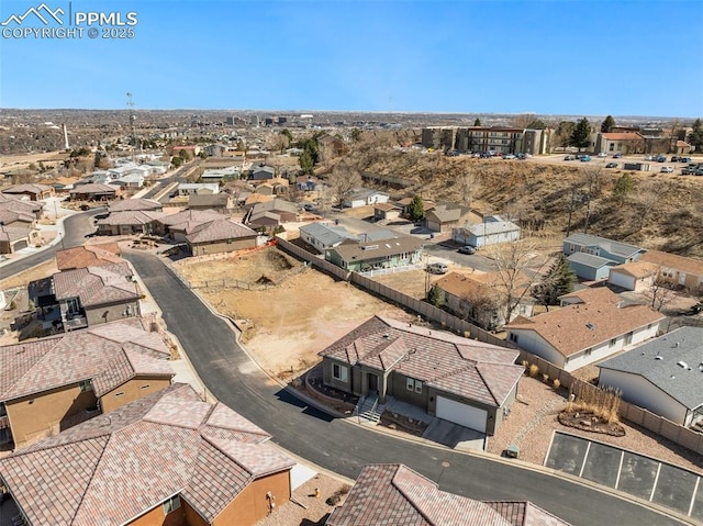 drone / aerial view with a residential view