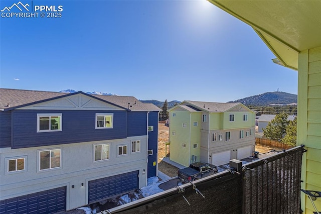 balcony featuring a mountain view