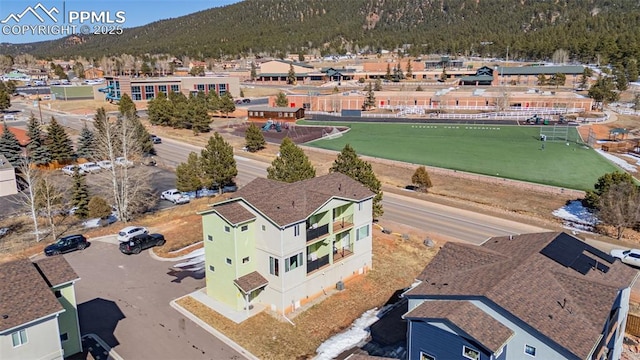 bird's eye view with a mountain view and a residential view