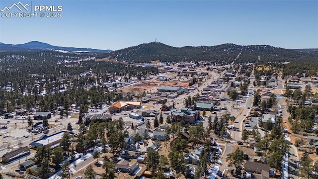 aerial view with a mountain view