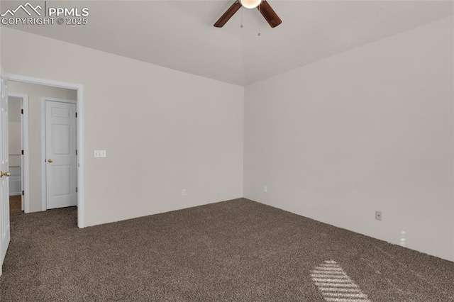 spare room with carpet and ceiling fan