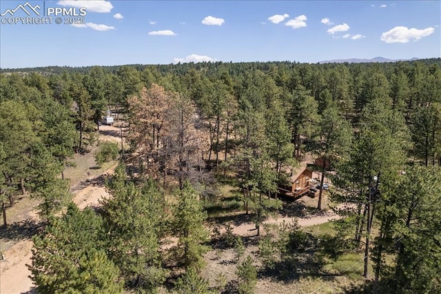 aerial view with a wooded view