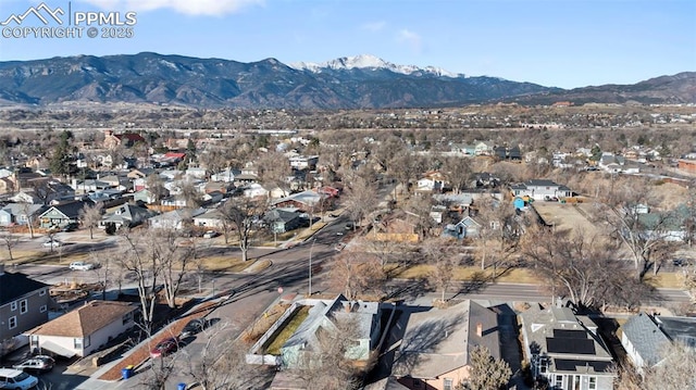 bird's eye view with a residential view and a mountain view