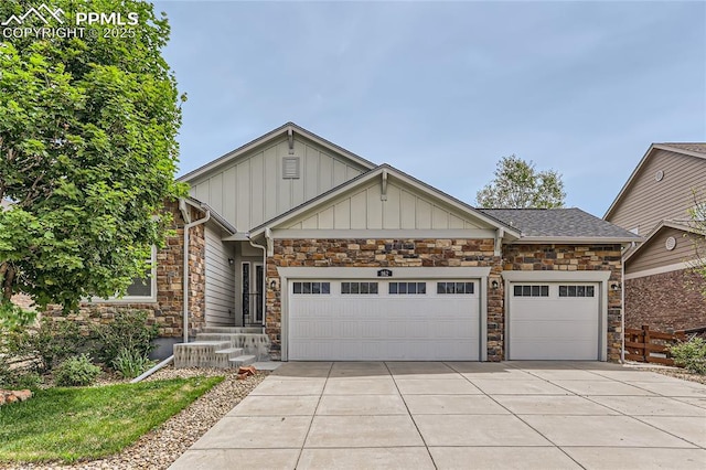 view of front of house featuring board and batten siding, driveway, and an attached garage