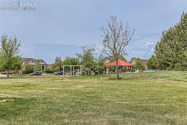 view of yard with a gazebo