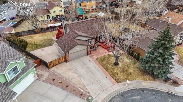 drone / aerial view with a residential view