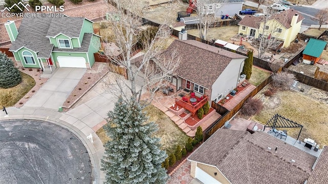 aerial view with a residential view