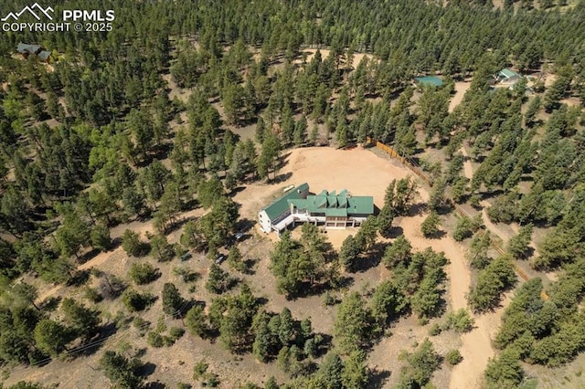 bird's eye view with a forest view